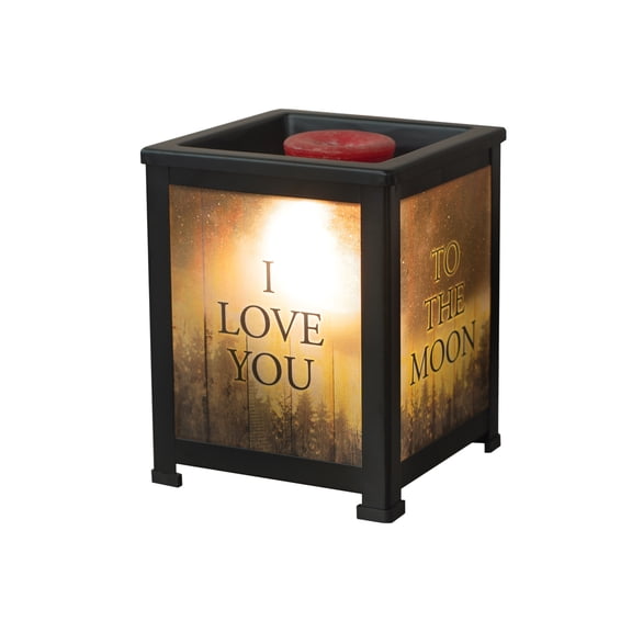 5" Brown and Black " I LOVE YOU TO THE MOON" Cuboid Glass Warmer
