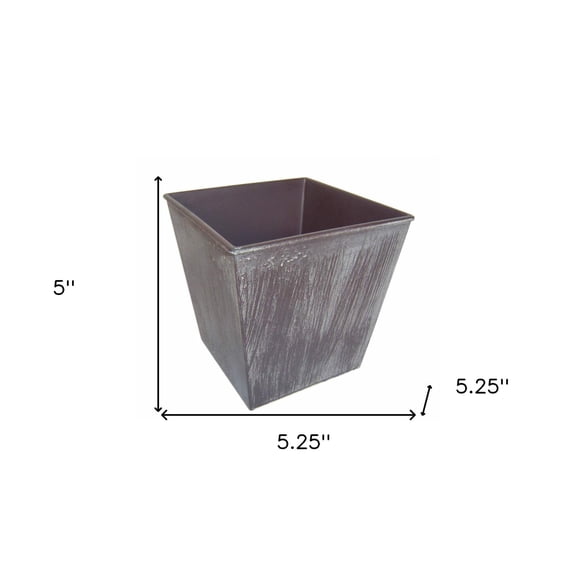 5" Brown and Ivory Abstract Recycled Plastic Indoor Outdoor Rectangular Pot Planter