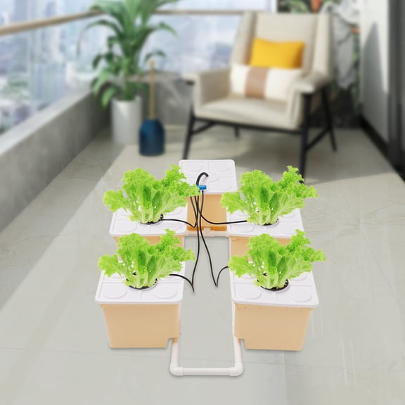 5 Buckets DWC Hydroponic Bucket Drip Growing System 110V 4W 300L/H Submersible Pump