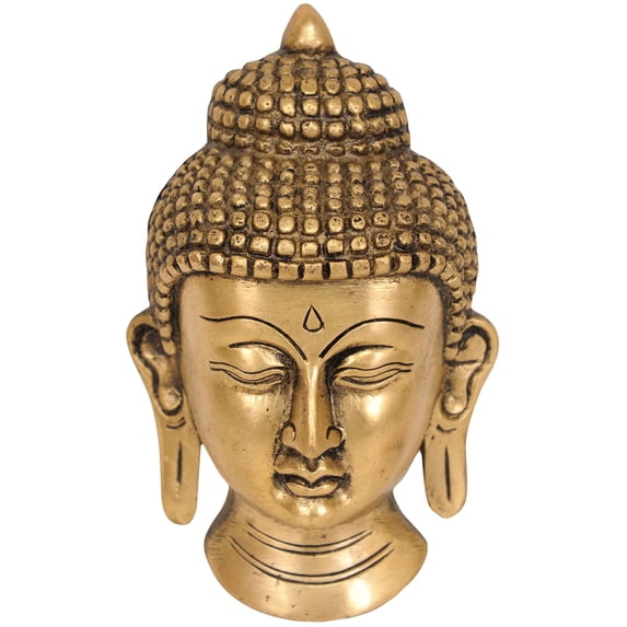 5" Buddha Wall Hanging Mask In Brass | Handmade | Made In India