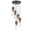 thumbnail image 1 of 5 Bulb Wind Chime Design Pendant with Cylindrical Glass Shades, Black- Saltoro Sherpi, 1 of 5