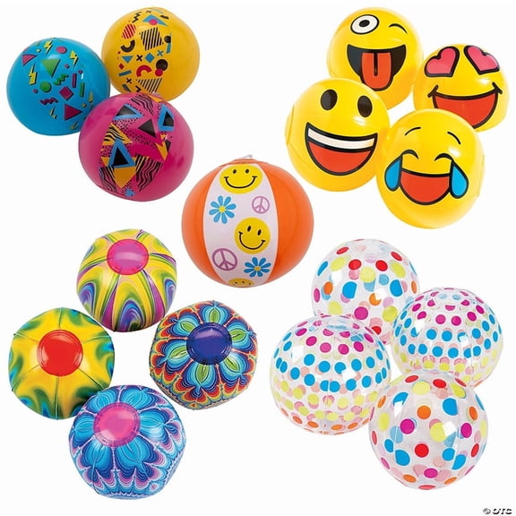 5" Bulk 60 Pieces Super Fun Vinyl Mini Beach Balls Assortment
