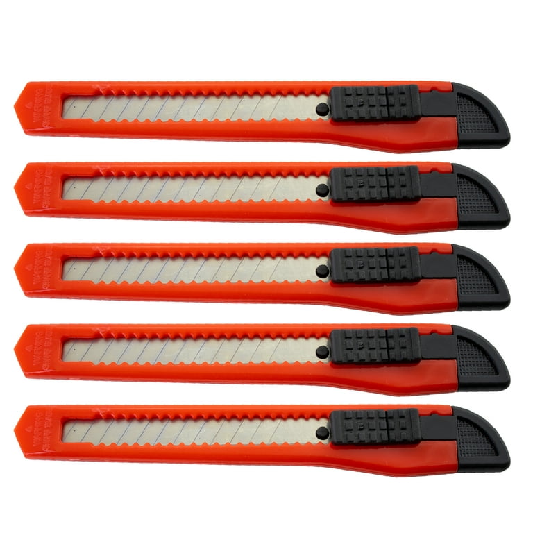 5 Bulk Small Red Utility Knife Box Cutters Snap Off Blade 9MM