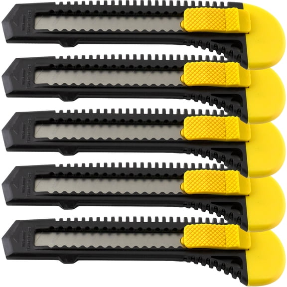 5 Bulk Utility Knives Box Cutters Snap Off Blades Black