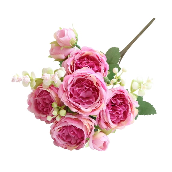 5 Bunches Of Artificial Peonies and Roses for Home, Party, Wedding, Artificial Rose Bouquet for Decoration