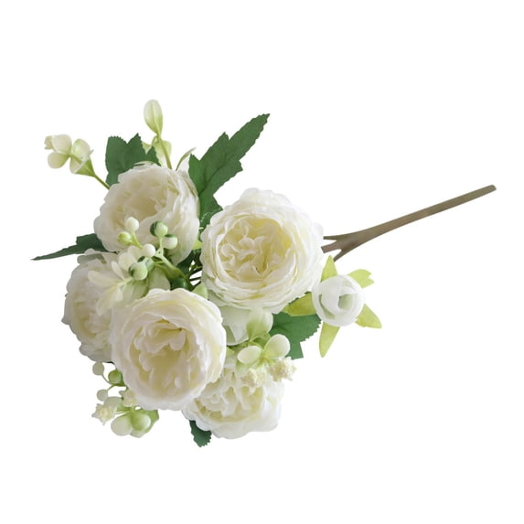 5 Bunches Of Artificial Peonies and Roses for Home, Party, Wedding, Artificial Rose Bouquet for Decoration