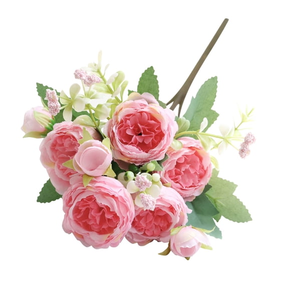 5 Bunches Of Artificial Peonies and Roses for Home, Party, Wedding, Artificial Rose Bouquet for Decoration