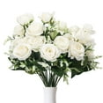 thumbnail image 1 of 5 Bunches Roses Artificial Flowers, Fake Roses Silk Hydrangea Flower Bouquet, for Wedding Party Table Centerpieces Floral Arrangement Home Kitchen Decor (White), 1 of 7