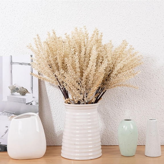 5 Bundle Artificial Wheat Plants for Christmas Decoration, Faux Shrubs Simulation Wheat Ears Bushes for Decorating Wedding Table Home Kitchen