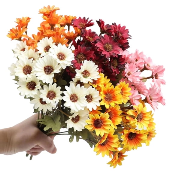 5 Bundles Artificial Daisy Mums Flowers with Stem, Silk Daisies Flowers Arrangement for Home Party Wedding Table Centerpieces Vase Decor (Mixed Color)