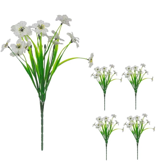 5 Bundles Artificial Flowers For Outdoor UV Resistant Faux Plants For Window Spring Silk Flowers Porch Box Vibrant