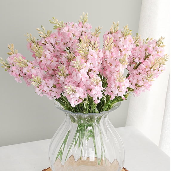5 Bundles Artificial Hyacinth Bouquets, Silk Fake Flowers for Home, Wedding & Party Decor, Plastic Floral Stems (Pink)