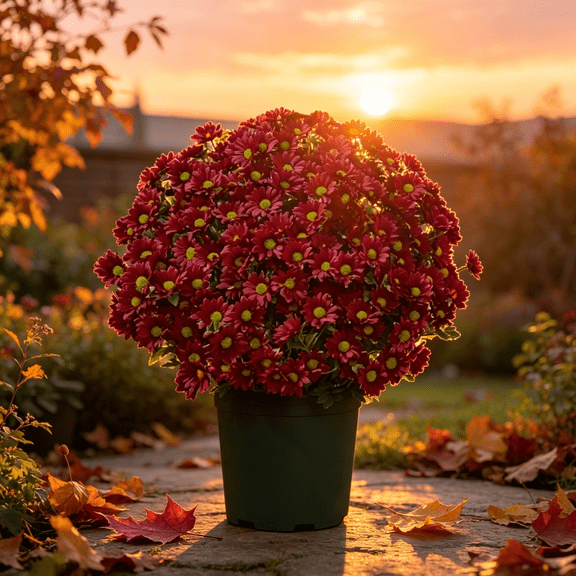 5 Bundles Artificial Mums for Outdoors, UV Resistant Faux Mums for Outdoor Planters, Realistic Fake Mums Red Daisy No Fade Fall Flowers for Home Garden Patio Porch Yard Wedding Decor, 12.6"