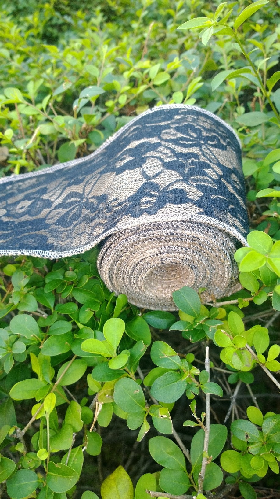 5 Burlap Lace Ribbon Black 5 Yds 5 Lace-,