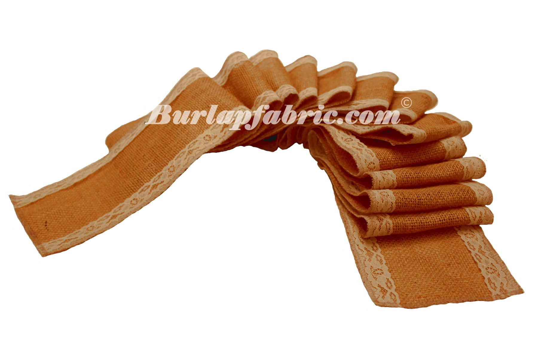 5 Burlap Ribbon With 1 White Lace Borders 5 Yards-,