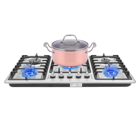 5 Burner Gas Hob, NG Built-in or Countertop Installation, Electronic Ignition, Stainless Steel Cooktop with Flame Failure Protection, Campervan Cooktops Cookers