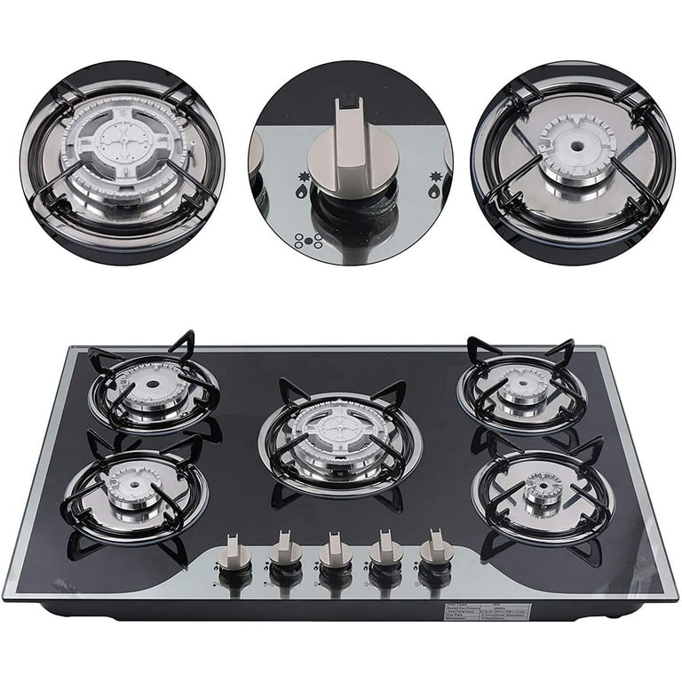 5 Burners Built in Gas Hobs Kitchen Cooker Stove Cooktop LPG NG Tempered Glass 30 Gas Cooktop Built in Gas Stove Walmart