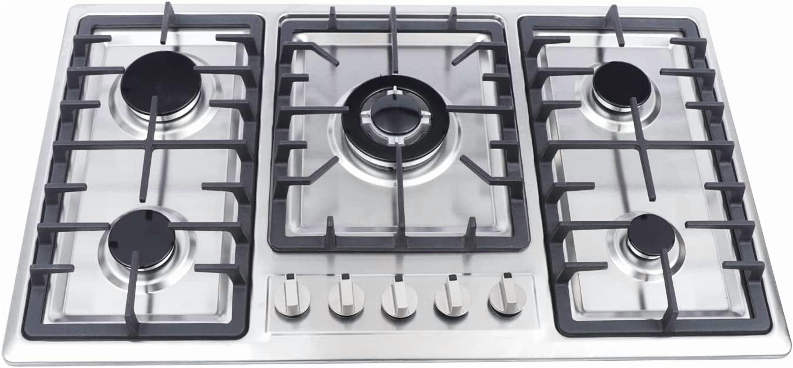 5 Burners Gas Stove 33.86" Built-In Stove Top Gas Cooktop Kitchen Easy To Clean Gas Cooking, Cooktop Cooking Stainless Steel Gas Propane Stove