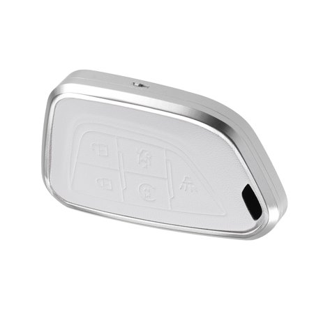 5 Button Car Smart Key Fob Case for Cadillac Escalade CT5 CT6 2020-2022 Protective Faux Leather White