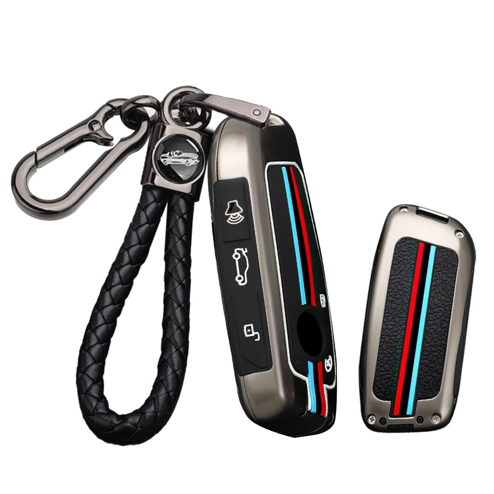 5-Button Key Fob Cover Fit for BMW 2023 2024 Key Remote,Metal Car Key Case Silicone Key Protector Fit for BMW X1 X2 X5 X6 X7 2023,Stylish Key Holder for 3-Series 7-Series 2023 2024