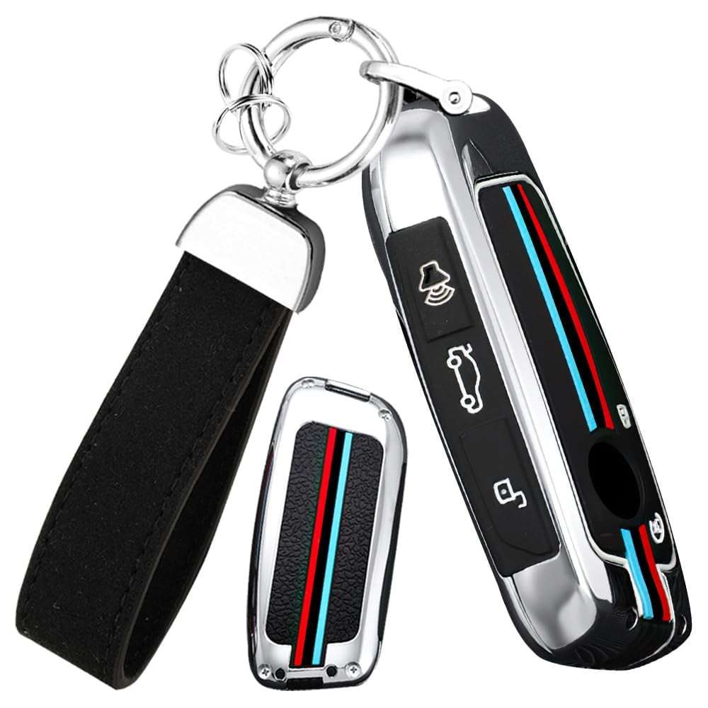 5-Button Key Fob Cover Fit for BMW 2023 2024 Key Remote,Metal Car Key Case Silicone Key Protector Fit for BMW X1 X2 X5 X6 X7 2023,Stylish Key Holder for 3-Series 7-Series 2023 2024