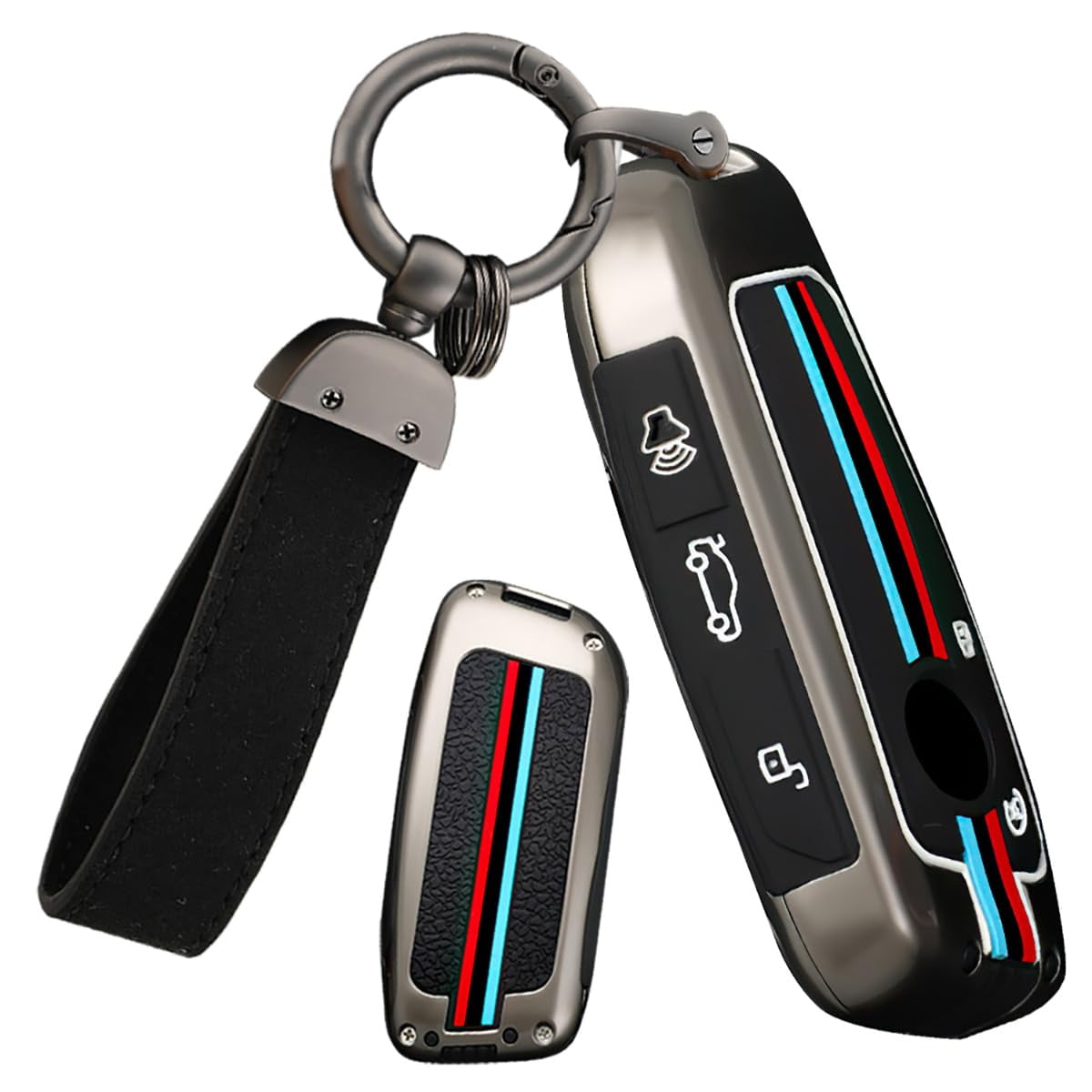 5-Button Key Fob Cover Fit for BMW 2023 2024 Key Remote,Metal Car Key Case Silicone Key Protector Fit for BMW X1 X2 X5 X6 X7 2023,Stylish Key Holder for 3-Series 7-Series 2023 2024