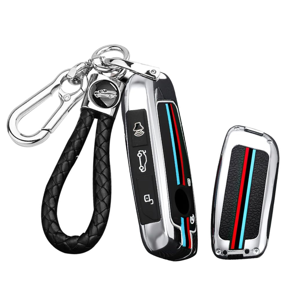 5-Button Key Fob Cover Fit for BMW 2023 2024 Key Remote,Metal Car Key Case Silicone Key Protector Fit for BMW X1 X2 X5 X6 X7 2023,Stylish Key Holder for 3-Series 7-Series 2023 2024