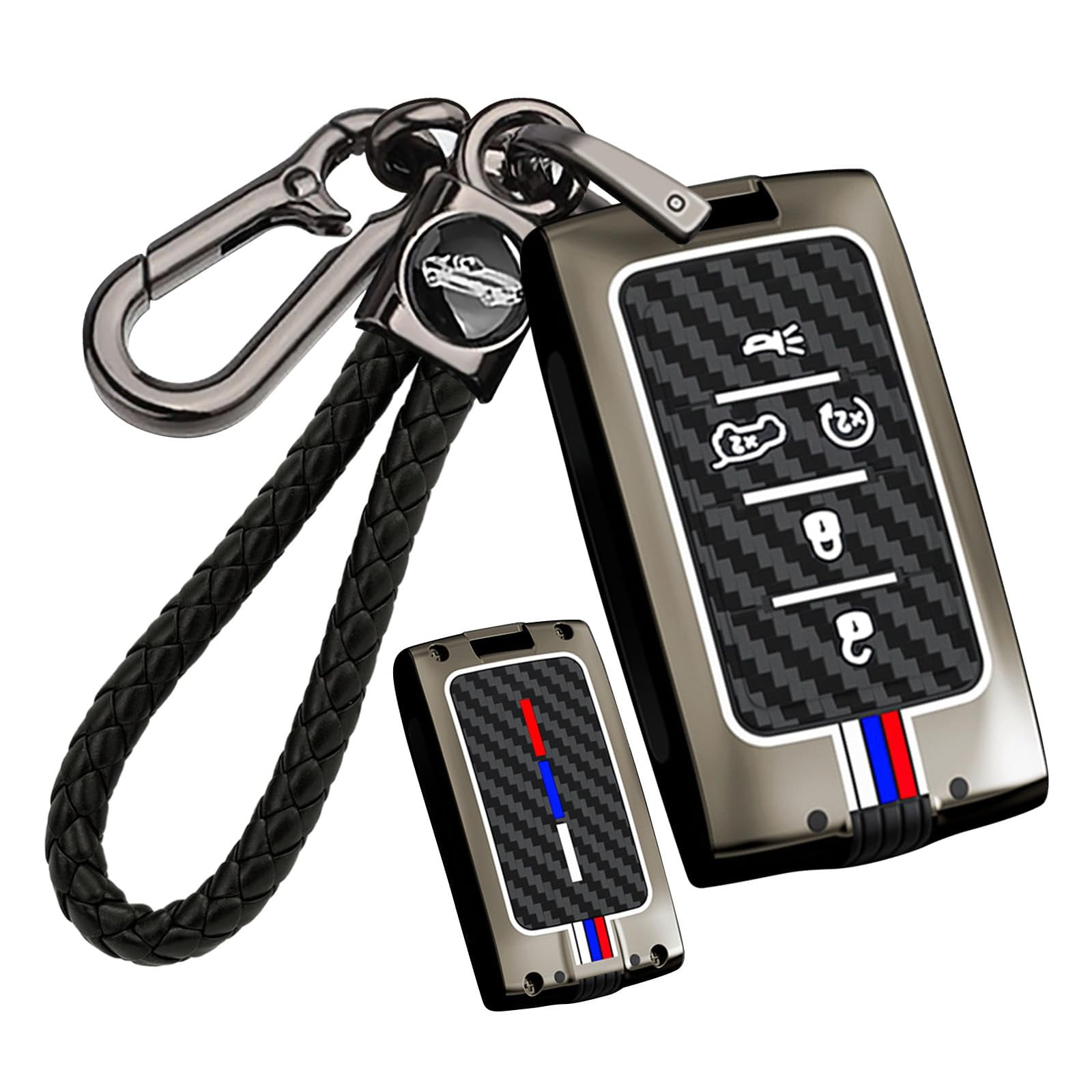 5-Button Key Fob Holder Fit for Jeep Grand Cherokee L 2021-up Metal Key Housing Silicone Car Key Cover for Grand Cherokee Grand Wagoneer 2022-up,Full Protection Key Bag