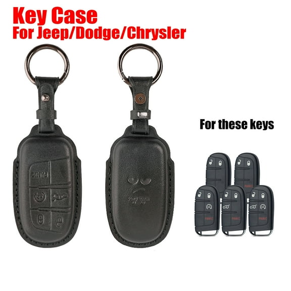 DON'T TOUCH MY KEY 5 Button Remote Car Key Case Cover Holder Genuine Leather for Jeep Compass Dart