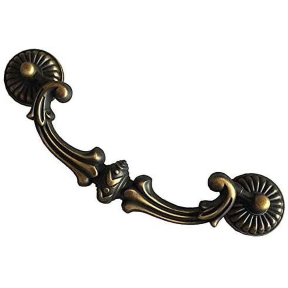 5" C-C (5 Inch Centers) Bail Drawer Pull Drop Handles Dresser Handle Cabinet Pull Hardware Vintage Style Antique Brass 128 mm Centers