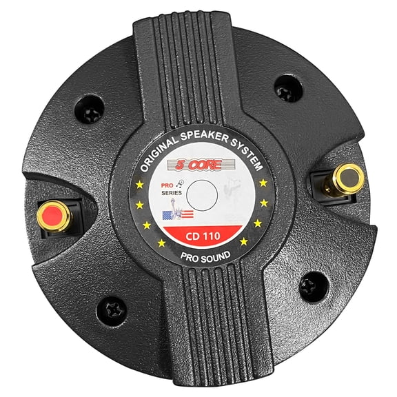 5 CORE 220 Watts Compression Driver Screw-on 1.75 inch Tweeter Horn Speaker 110W RMS Super Strong Ferrite Magnet 8 ohms Impedance - CD 110