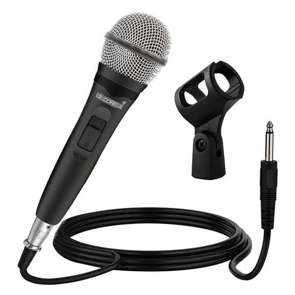 5 CORE Cardioid Dynamic Handheld Vocal Microphone with On/Off Switch, Unidirectional Singing Mic Complete with XLR Audio Cable for Karaoke, Public Speaking & Parties