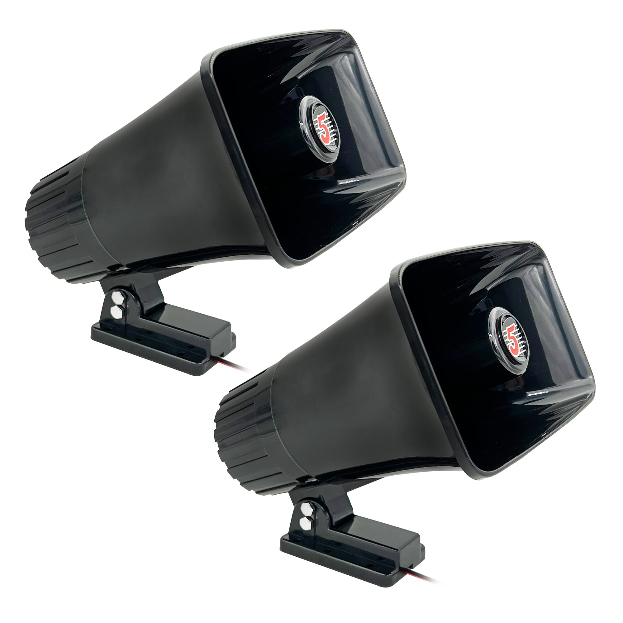 5 Core 2 Pack Outdoor Indoor PA Horn Speaker Waterproof & Loud 8" Power Horn Speaker 65W Peak Alarm Siren 180 Degree Swivelling Adjustable Bracket Driver Siren Speaker For Car Black HW 508 BLK 2PCS