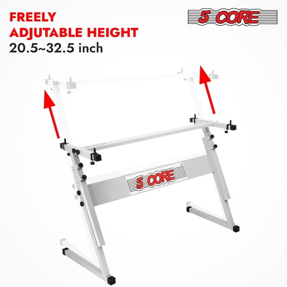 5 CORE Keyboard Stand Z Style Adjustable Electric Piano Riser Foldable & Sturdy Lift Holder For 54 61 Keys Instruments Black - KS Z1 WH