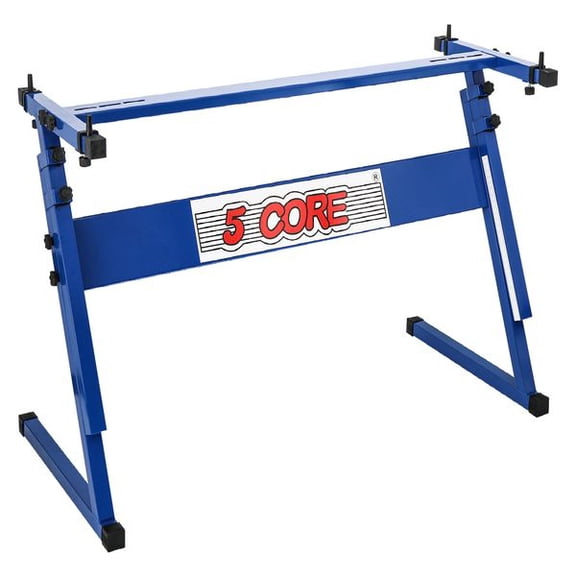 5 CORE Blue Z-Style Adjustable Keyboard Stand, Foldable Sturdy Electric Piano Riser Holder Fits 54 & 61 Key Digital Instruments - KS Z1 BLU