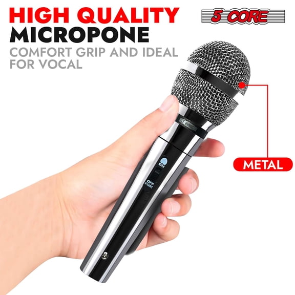 5 CORE Microphone Dynamic Vocal Handheld Mic Cardioid Unidirectional Microfono w On Off Switch + XLR Audio Cable for Singing Karaoke Public Speaking & Parties - PM 111 CH