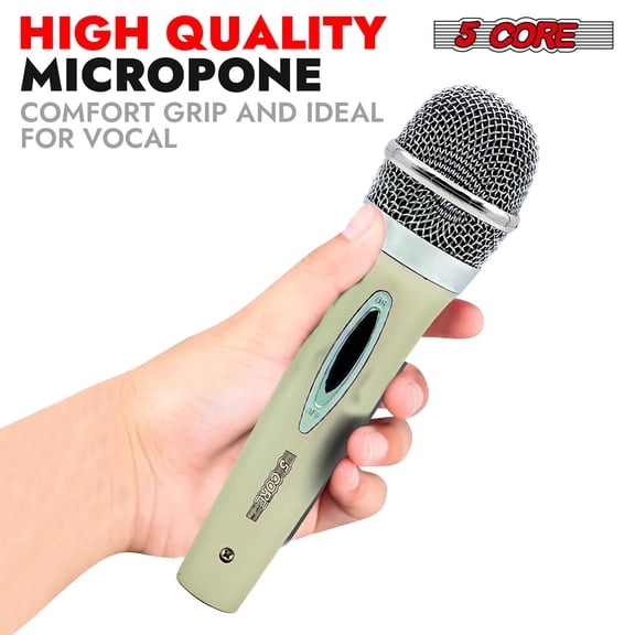 5 CORE Microphone Dynamic Vocal Handheld Mic Cardioid Unidirectional Microfono w On Off Switch + XLR Audio Cable for Singing Karaoke Public Speaking & Parties - PM 286 WH