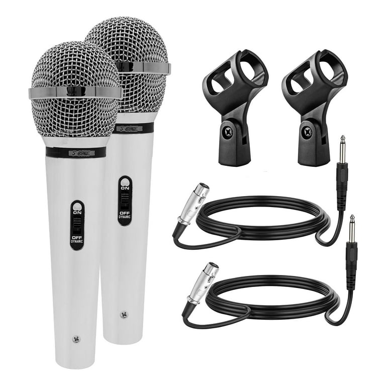 5 Core Karaoke Microphone Dynamic Vocal Handheld Mic Cardioid  Unidirectional Microfono w On and Off Switch Includes XLR Audio Cable Mic  Holder -PM 111 CH 2PCS 