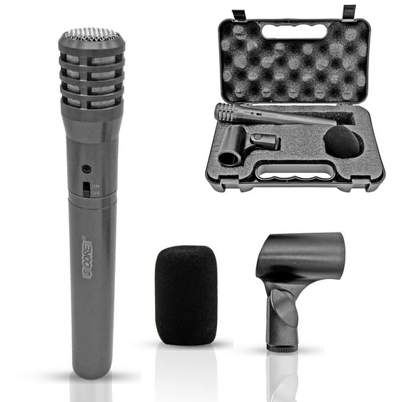 5 CORE Professional Instrument Microphone Pencil Mic Condenser Cardioid Unidirectional Stick Microfono with Windscreen Mic Clip & Case - INSTRU MIC 100 GREY