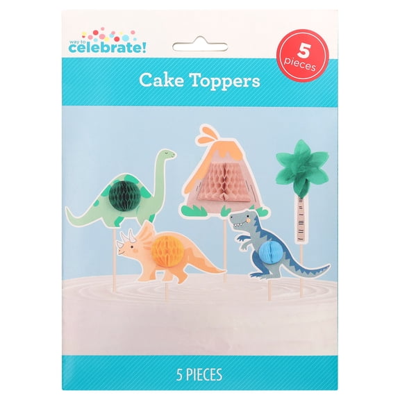 Multicolor Dinosaur Cake Toppers, 5 Pieces, by Way To Celebrate
