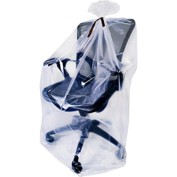 5 CT 45x65 inches Clear Plastic Bags for Seat, Luggage, Suitcase, , Chair, and Attic Storage (2 Mil Flat Bags, Include 5 Ties)
