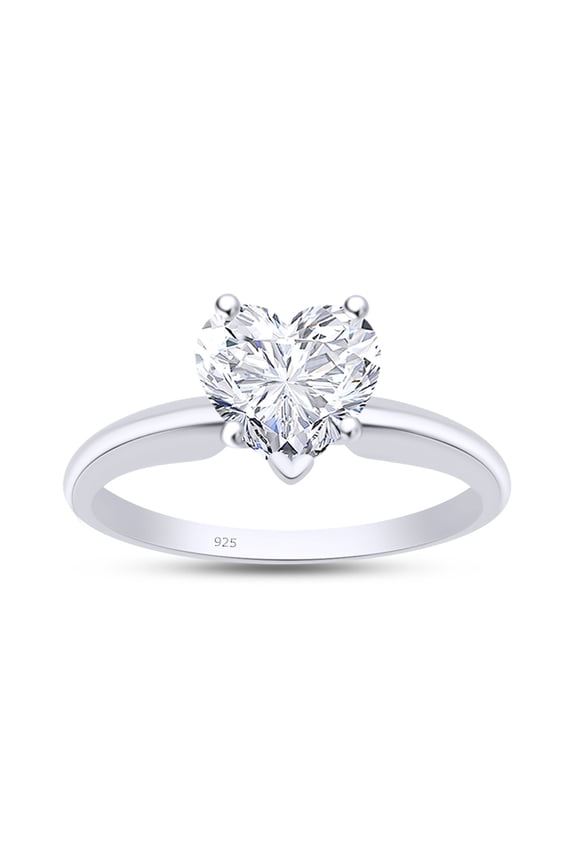 5 Carat Heart Cut White Cubic Zirconia Solitaire Ring for Women 14K White Gold over Silver-5.5