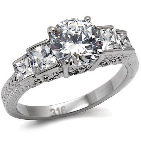 5 CZ Stone Cubic Zirconia Wedding Engagement Band Ring for Women Commitment Ring