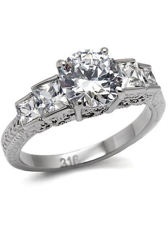 5 CZ Stone Cubic Zirconia Wedding Engagement Band Ring for Women Commitment Ring