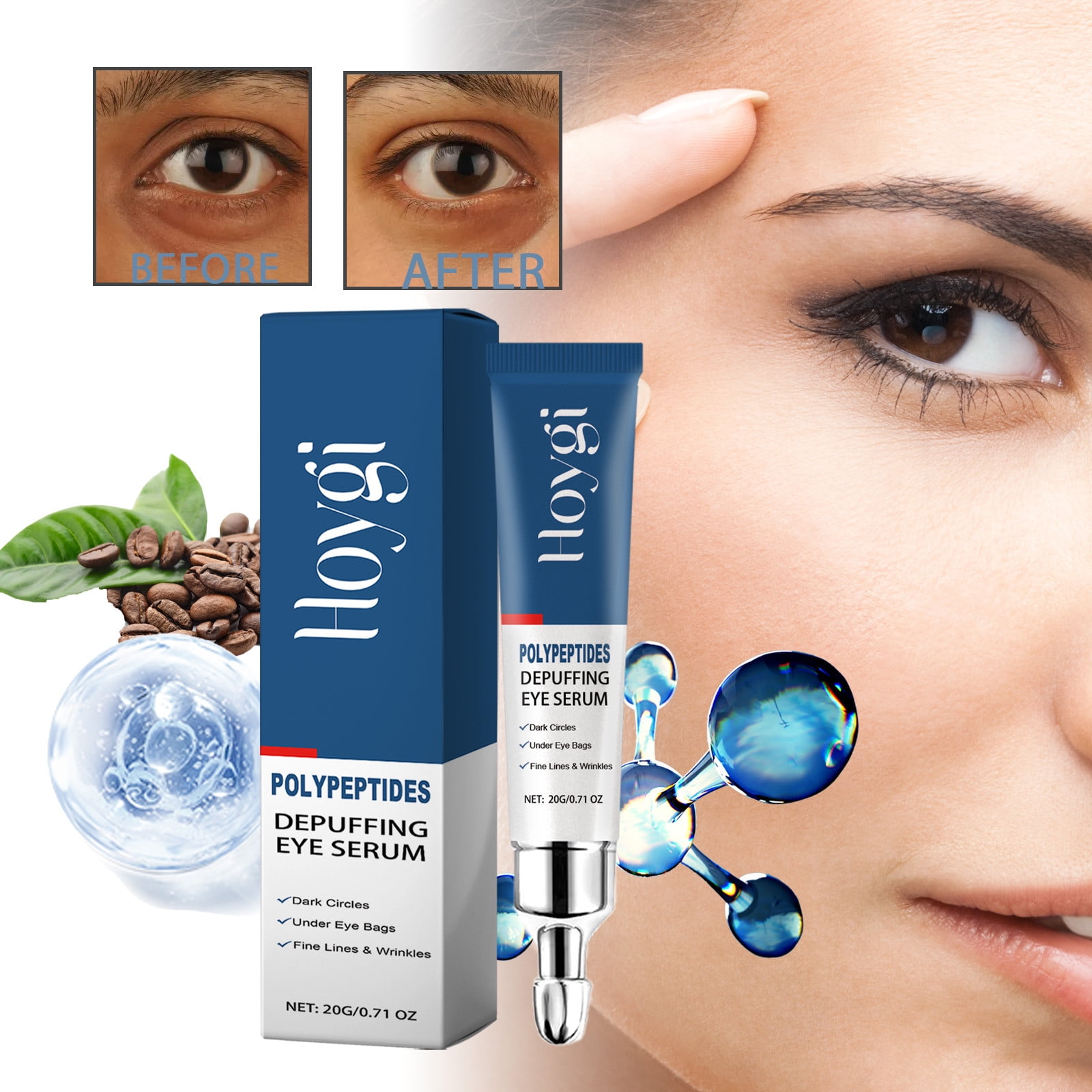 5 Caffeine Peptide Eye Serum, Under Eye Roller Cream for