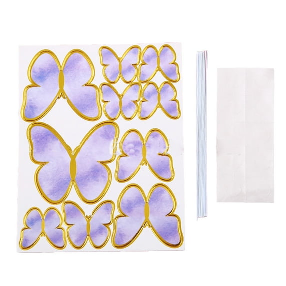 Under $5 Cake Topper, Cake Decorations, Butterfly Cake Topper Anti Fall Lightweight Realistic Baking Insert Card Decor for Wedding Birthday Party, Purple, by Goohae