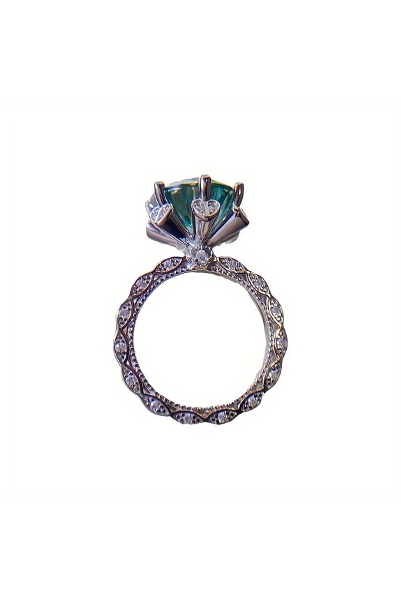 5 Carat 925 Silver Green Moissanite Engagement Ring for Women, Family Friend Birthday Wedding