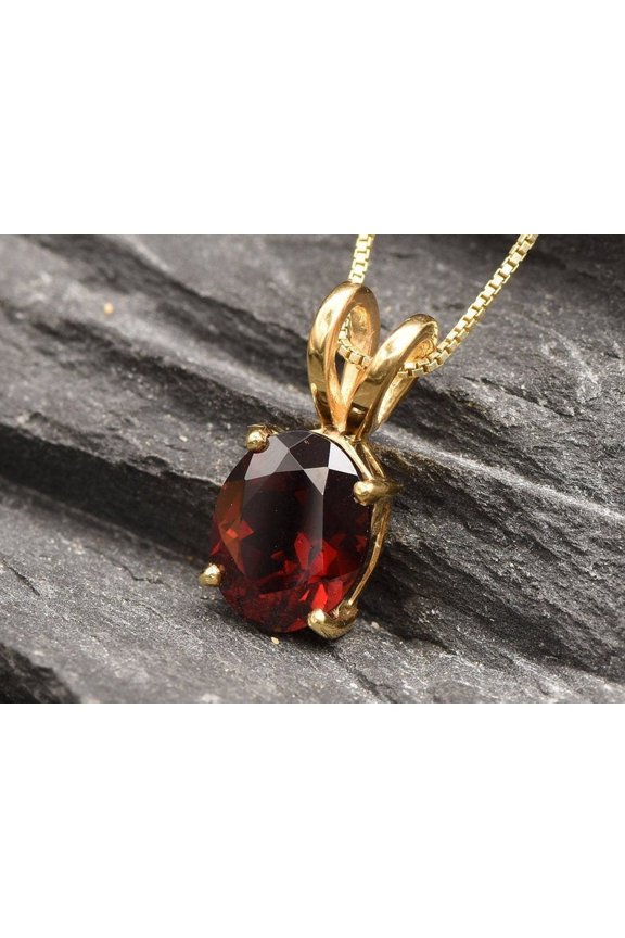 5 Carat 925 Sterling Silver Oval Cut Red Garnet Pendant Necklace for Women, January Birthstone Jewelry