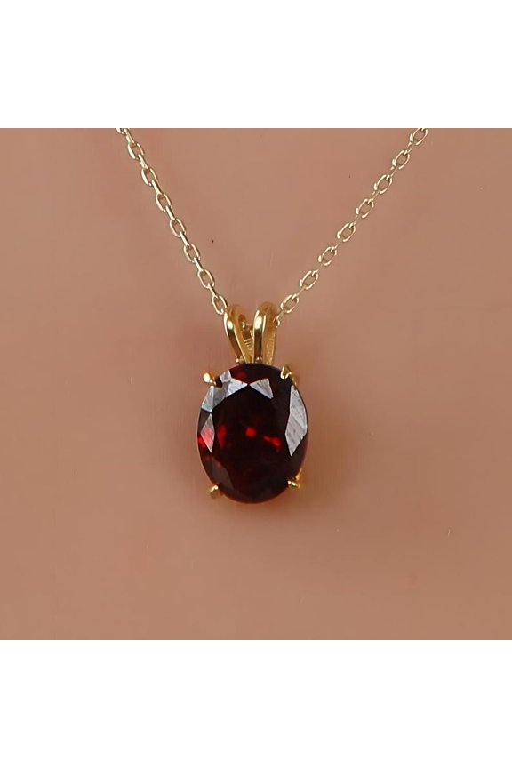 5 Carat 925 Sterling Silver Oval Cut Red Garnet Pendant Necklace for Women, January Birthstone Jewelry