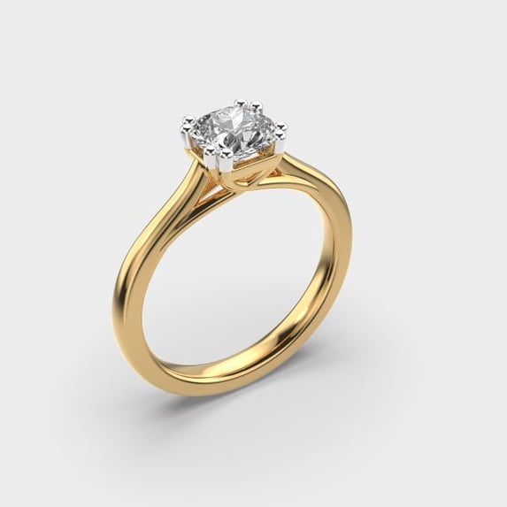 14K Yellow Gold Citrine & White Diamond Halo Engagement Ring - Size 6